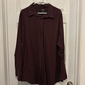 Murano Long Sleeve Mens Large 3XLTall Burgundy Modern Comfort Dress Shirt